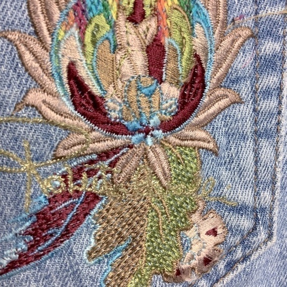 ROBERTO CAVALLI VINTAGE 90s EMBROIDERED BOHO JEANS - Picture 10 of 14